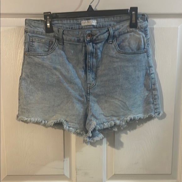 Ariya Light Blue Frayed Jean Shorts - Picture 2 of 7